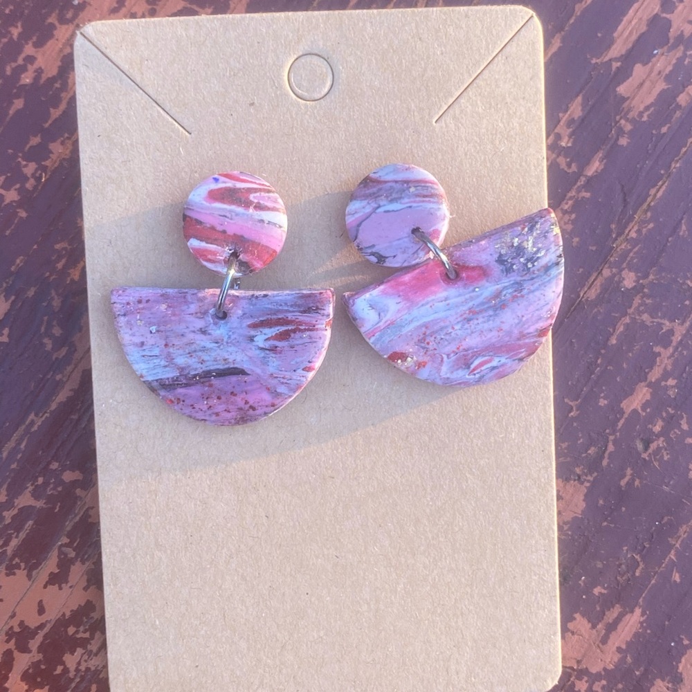 Marbled polymer clay earrings